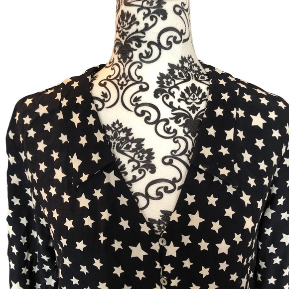 ZARA Star-Print button-down tie front Blouse - Picture 3 of 9
